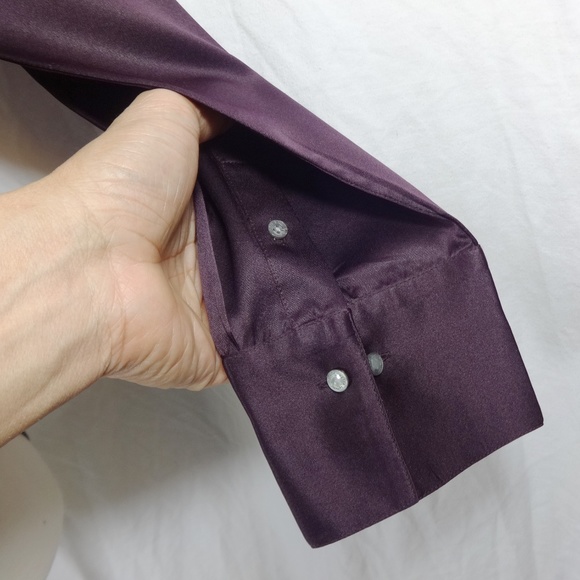 LAUREN RALPH LAUREN Purple Silk Button Shirt 10 - Picture 4 of 8